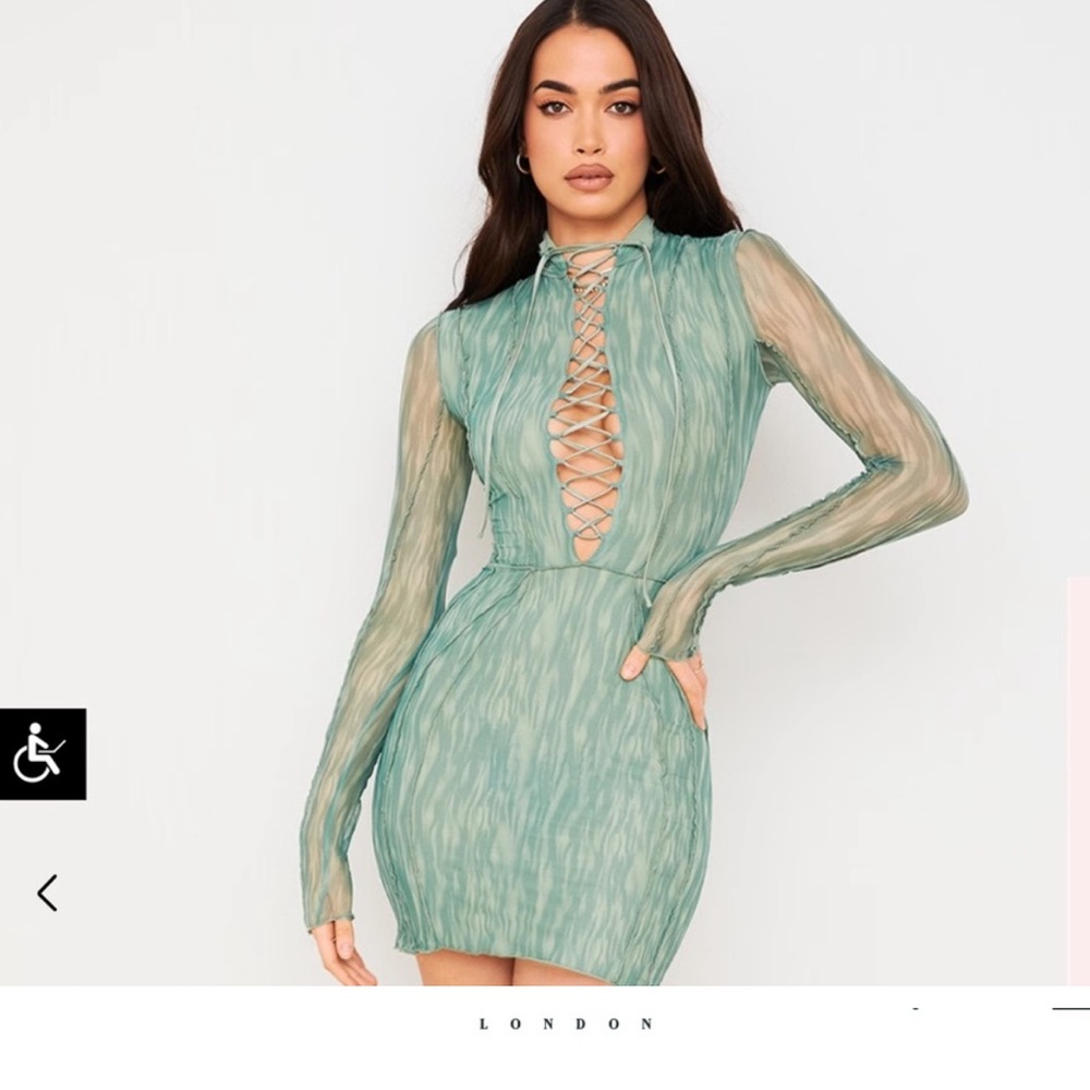 NEW House of CB Dylan mesh  Green Dress
